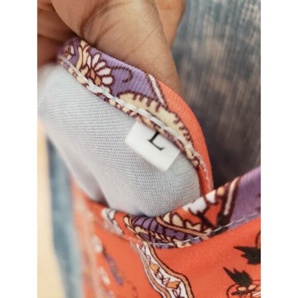 Women's Multicolor 100% Polyester Casual V-Neck Sleeveless Knee Length Dress L - Picture 13 of 14